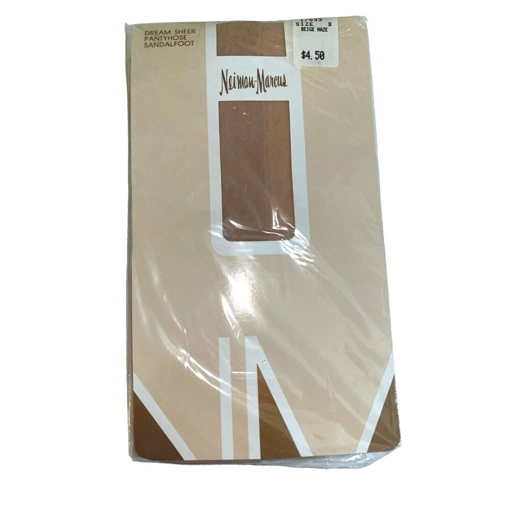 Vtg Neiman Marcus Dream Sheer Sandalfoot BEIGE HAZE Size B Pantyhose NOS